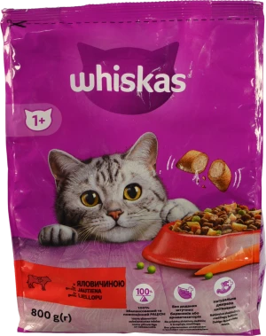 Корм сухий для дорослих котів з яловичиною Whiskas 800г