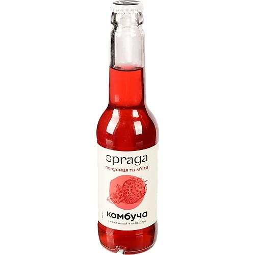Напій безалкогольний слабогазований Полуниця та м'ята Комбуча Spraga с/пл 250мл
