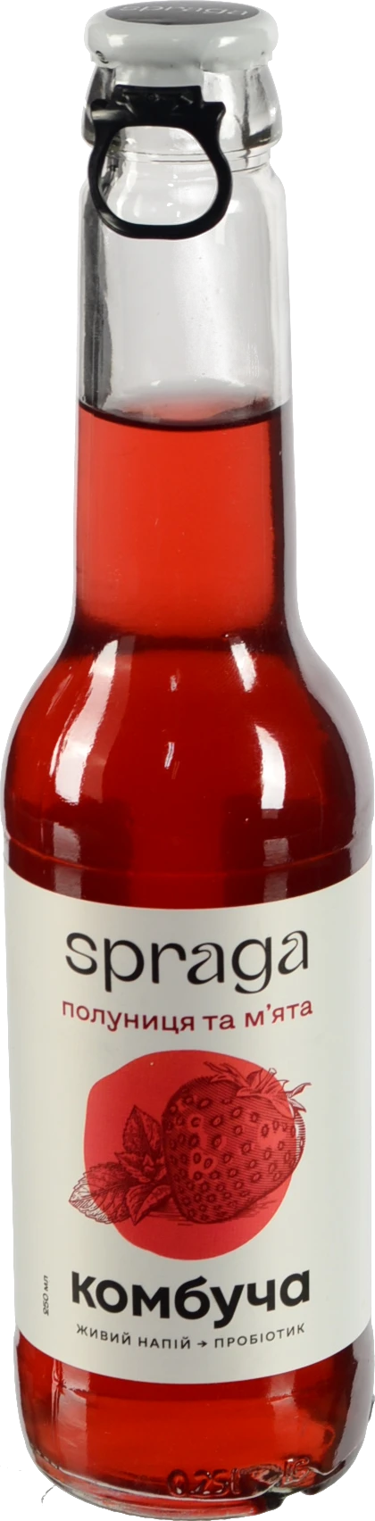Напій безалкогольний слабогазований Полуниця та м'ята Комбуча Spraga с/пл 250мл