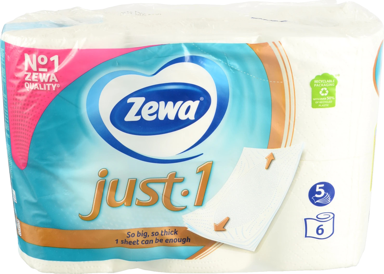 Папір туалетний 5-ти шаровий Just 1 Zewa 6шт