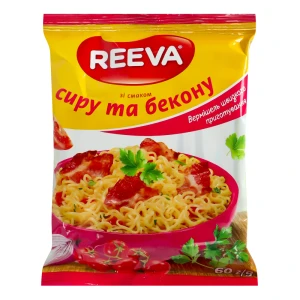 Вермішель швидкого приготування зі смаком сиру та бекону Reeva 60г