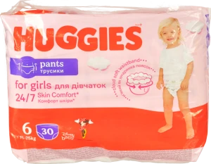 Трусики-підгузники Huggies 6 розмір 30шт Дівчатка