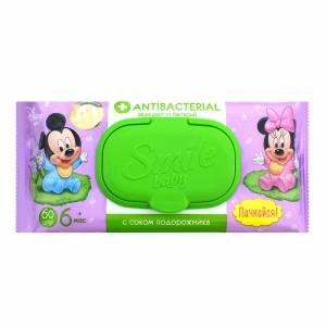 Серветки вологі Smile 60шт antibacterial