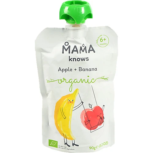 Пюре органічне яблучно-бананове Mama knows 90г