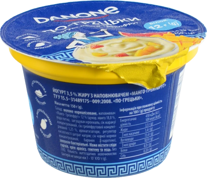 Йогурт Данон 150г 3.5% манго грейпфрут грецький ст