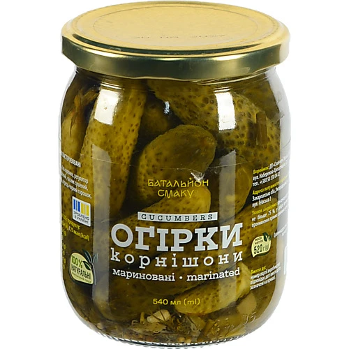 Огірки Батальйон смаку 540мл корнішони