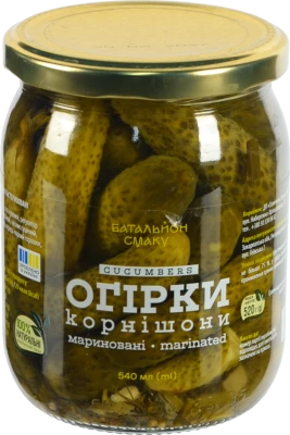 Огірки Батальйон смаку 540мл корнішони