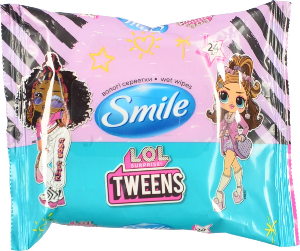 Серветки вологі Smile 24шт ліцензійні герої
