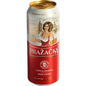 Пиво світле фільтроване пастеризоване «Pražačka Světlá Desítka Pale Lager», 4,0%, 0,5 л, банка металева