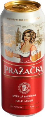 Пиво світле фільтроване пастеризоване «Pražačka Světlá Desítka Pale Lager», 4,0%, 0,5 л, банка металева