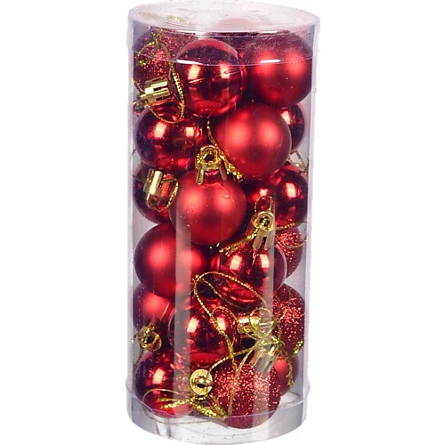 Набір новорічних прикрас 3см червоний 24шт