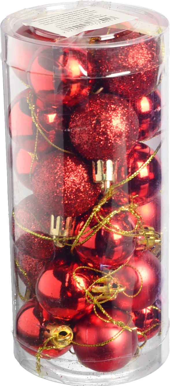 Набір новорічних прикрас 3см червоний 24шт