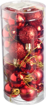 Набір новорічних прикрас 3см червоний 24шт