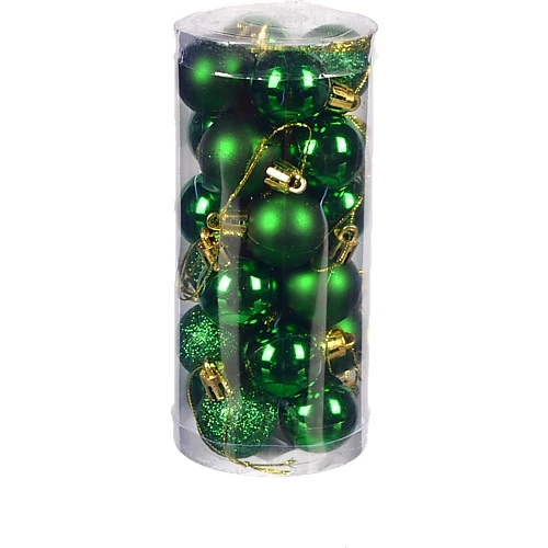 Набір новорічних прикрас 3см зелений 24шт