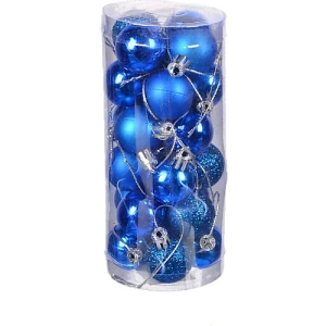 Набір новорічних прикрас 3см блакитний 24шт