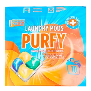 Засіб д.прання Purfy 10шт в капсулах
