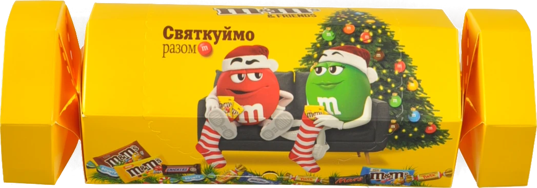 Набір драже печива цукерок та батончиків Новорічна цукерка M&M's&Friends к/у 227.5г