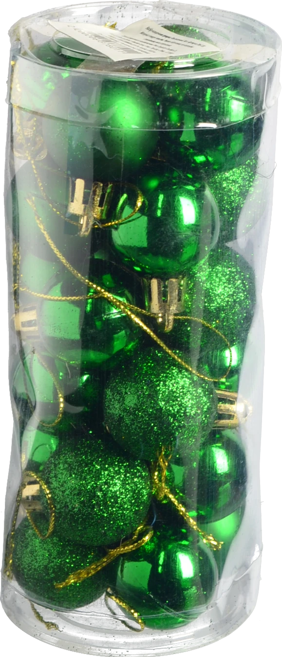Набір новорічних прикрас 3см зелений 24шт