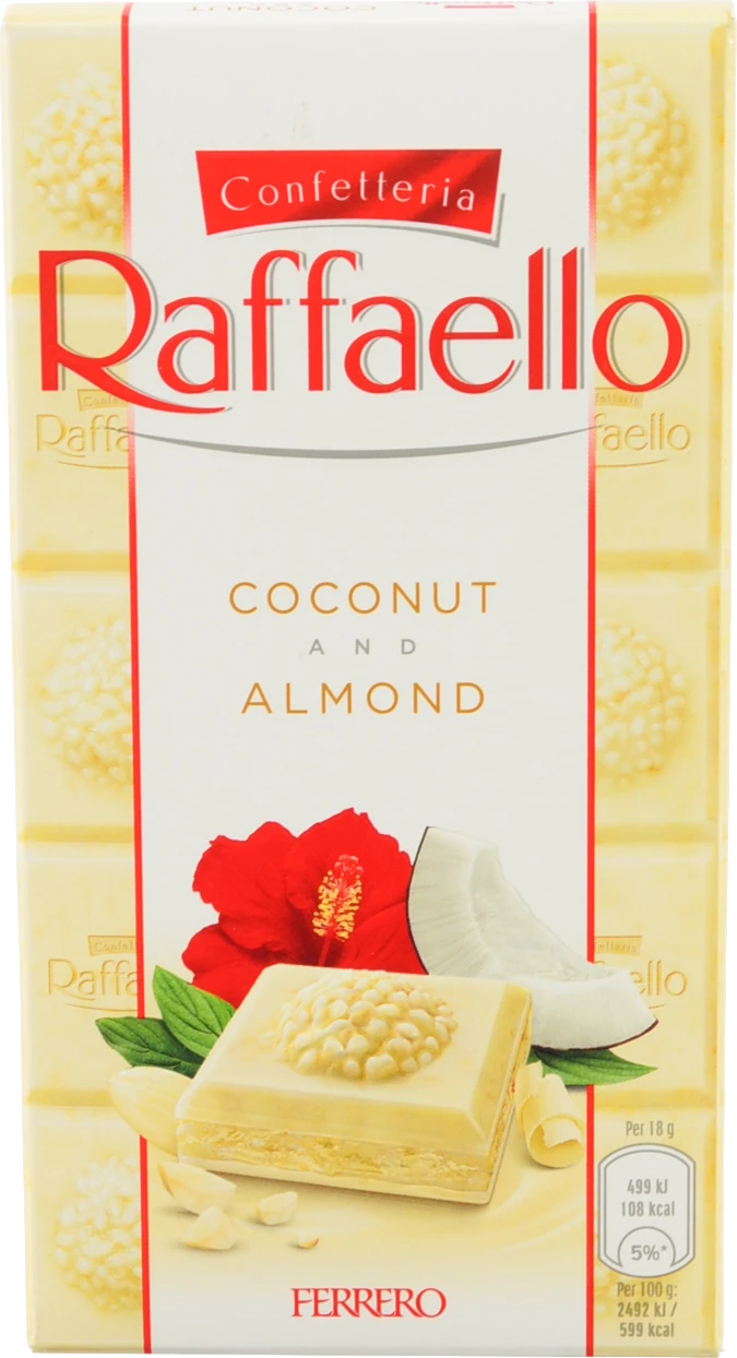 Шоколад білий з кокосово-мигдальною начинкою Raffaello к/у 90г