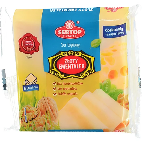 Сир плавлений «Золотий Емменталь» («Golden Emmental») у слайсах (8 шт., 130 г) ТМ «Sertop»