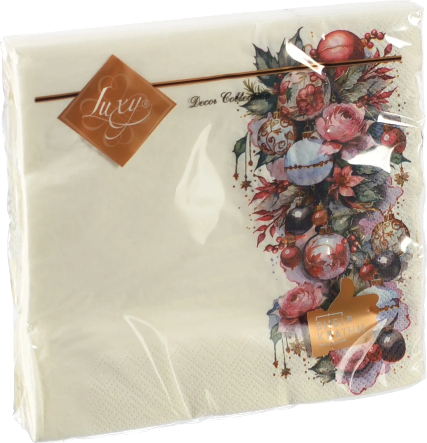 Серветка Luxy 18шт 33х33 3 шари вишукані прикраси