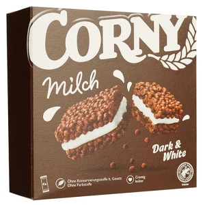 Батончик Corny злаковий Milk Dark & White з какао та молочно-кремовою начинкою, 120 г