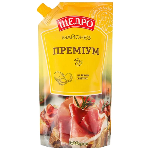 Майонез Щедро 500г 72% преміум д.п.