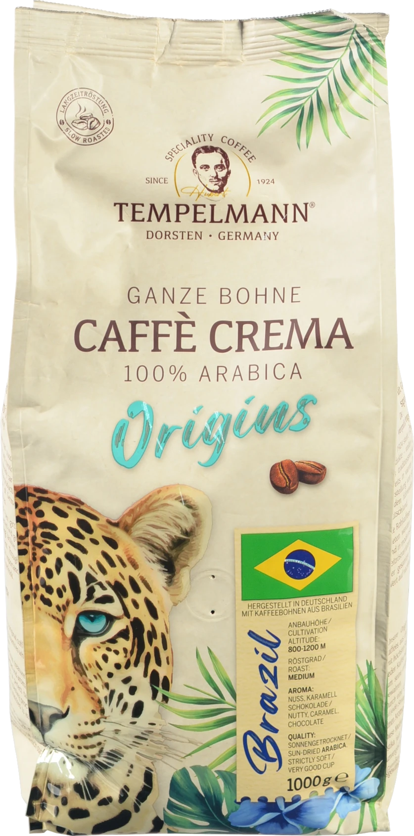 Кава Tempelmann 1кг brazil crema bohnen зерно