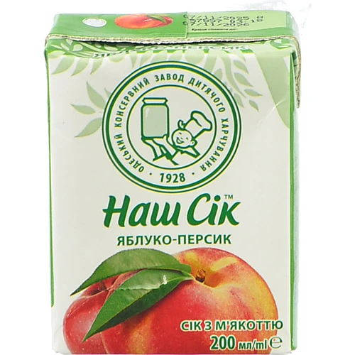 Сік Наш сік 0.2л яблуко персик