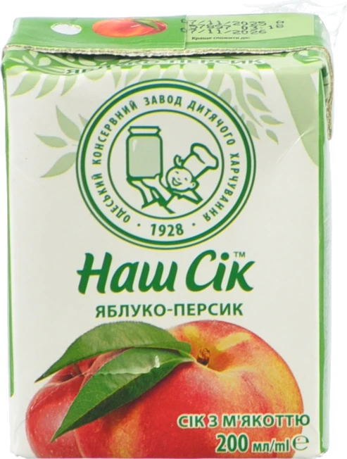 Сік Наш сік 0.2л яблуко персик