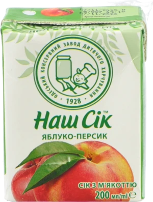 Сік Наш сік 0.2л яблуко персик