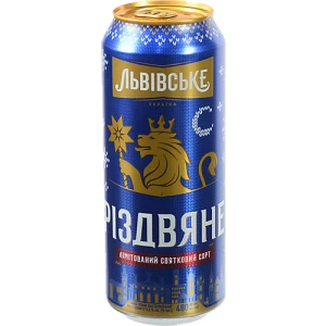 Пиво темне пастеризоване «Львівське Різдвяне», 4,2% об., 0,48 л, б.м.
