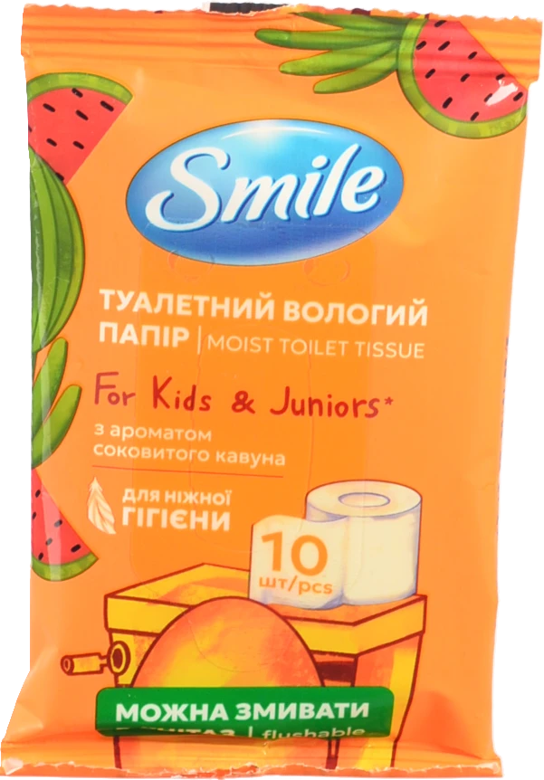 Туалетний папір Smile вологий 10шт д.дітей та п