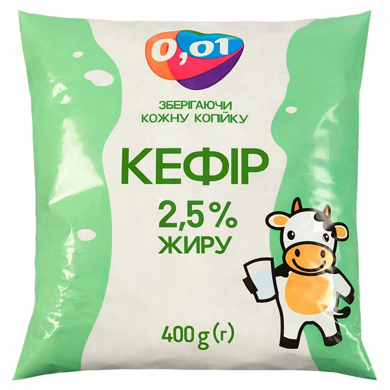 Кефір 2,5% жирності 400г