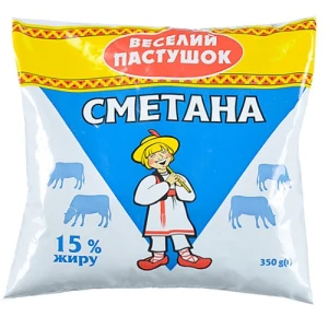 Сметана 15% Веселий пастушок м/у 350г