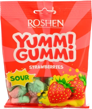 Цукерки Roshen 70г желейні yummi gummi sour strawberries