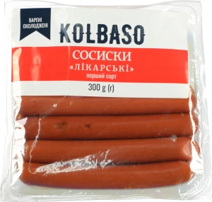 Сосиски Kolbaso Лікарські варені, першого ґатунку, 300 г