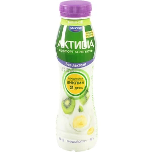 Біфідойогурт 0.8% безлактозний з біфідобактеріями Actiregularis Банан-ківі Активіа п/пл 260г
