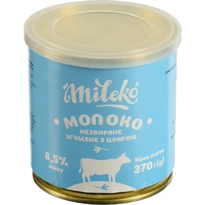 Молоко згущене Mileko 370г 8.5% з цукром з.б