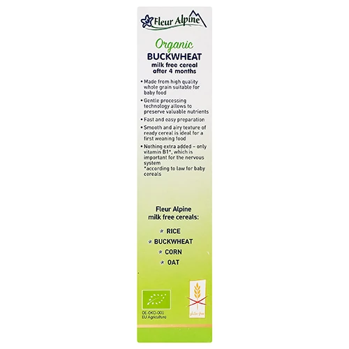 Каша безмолочна для дітей від 4міс Buckwheat cereal Organic Fleur Alpine к/у 175г