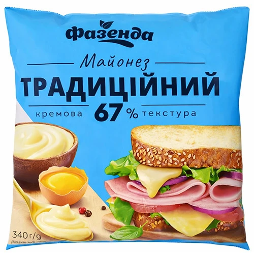 Майонез Фазенда 340г традиційний 67%д.п. купити в Одесі за низькою