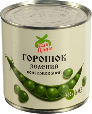 Горошок Пані Цінна 420г зелений з.б