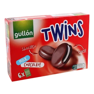 Печиво з какао з начинкою покрите молочним шоколадом Twins Gullon к/у 6х42г