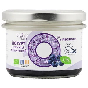 Йогурт Органік Мілк 200г 4.1 чорниця скло