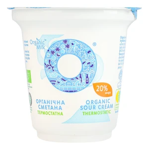 Сметана органічна термостатна «Organic Milk» 20%, 250 г стаканчик