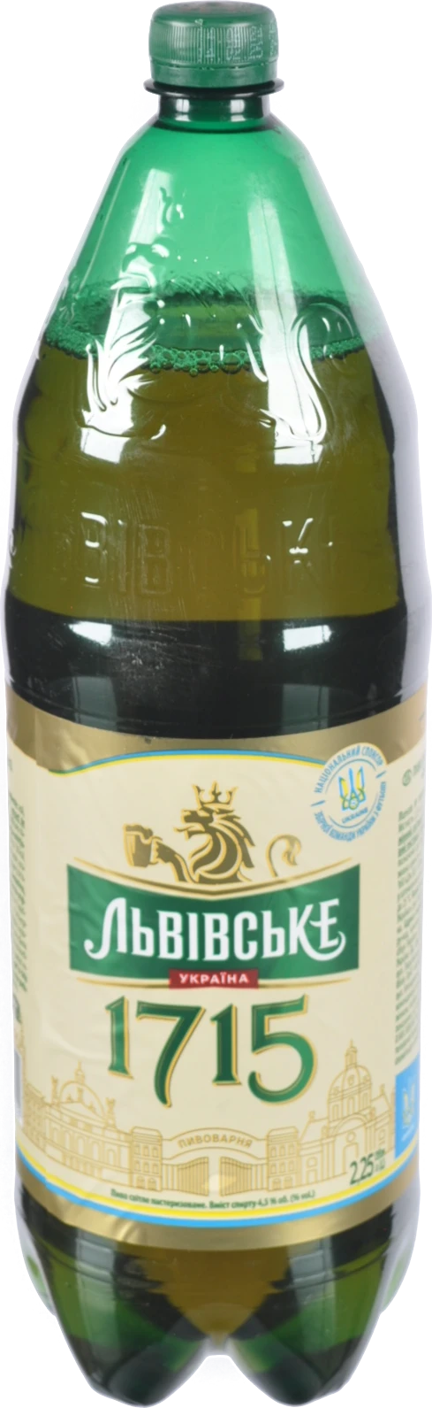 Пиво світле пастеризоване «Львівське 1715», 4,5% об., 2,25 л, ПЕТ-пляшка