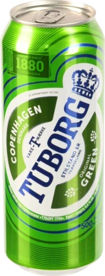 Пиво світле фільтроване пастеризоване «Tuborg Green», 4,6%, 0,5 л, банка металева