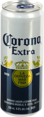 Пиво світле фільтроване пастеризоване «Corona Extra», 4,5%, 0,33 л, банка металева