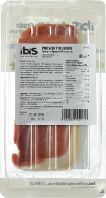 Прошутто Ibis 80г крудо с.в нарізка