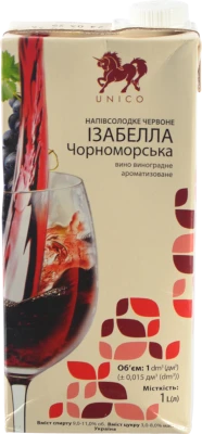 Вино Уніко 1л ізабелла чорноморська напівсолод.червоне